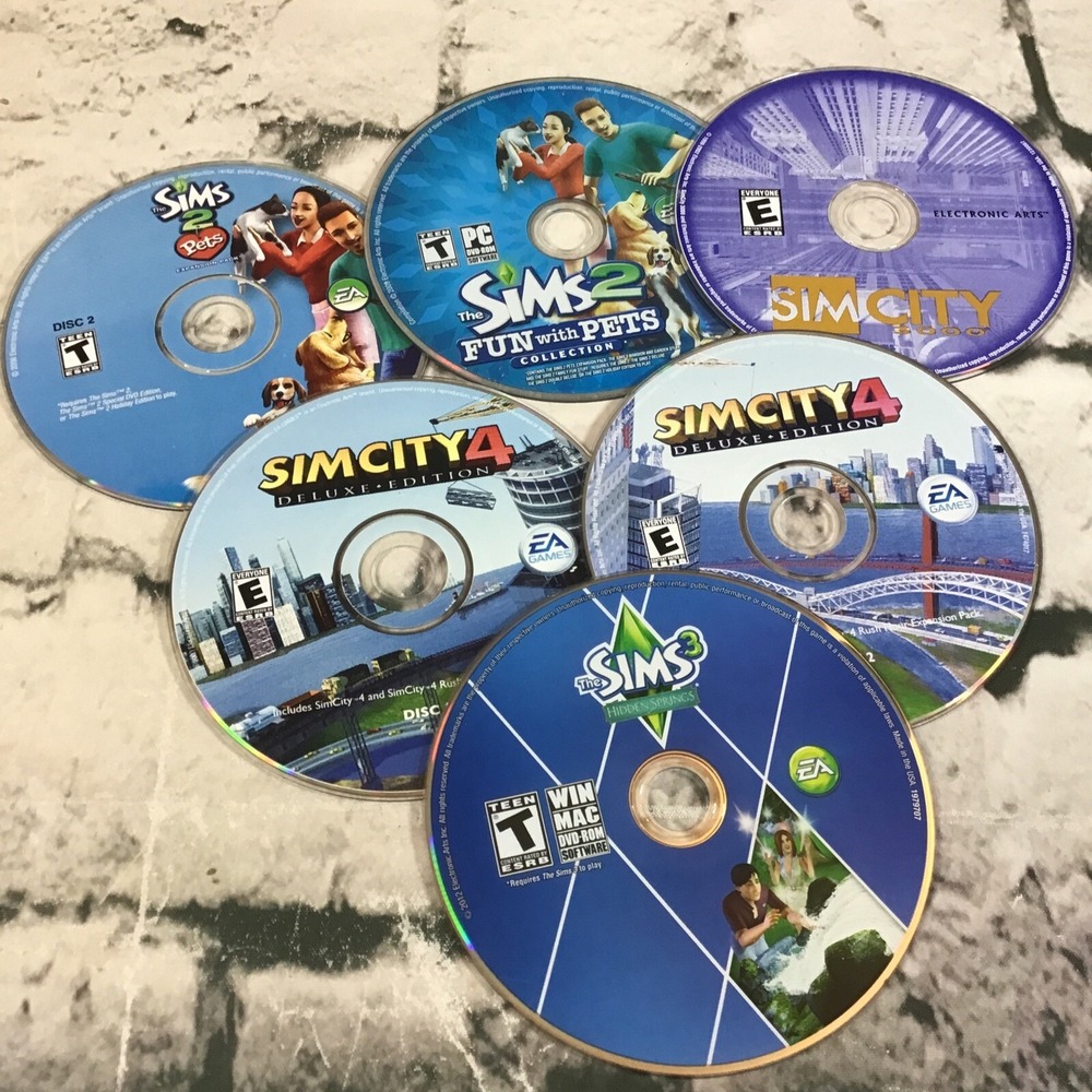 SIMS Video Games PC Software CD-ROMS Loose Disc Lot 6 Surface Scratches Untested